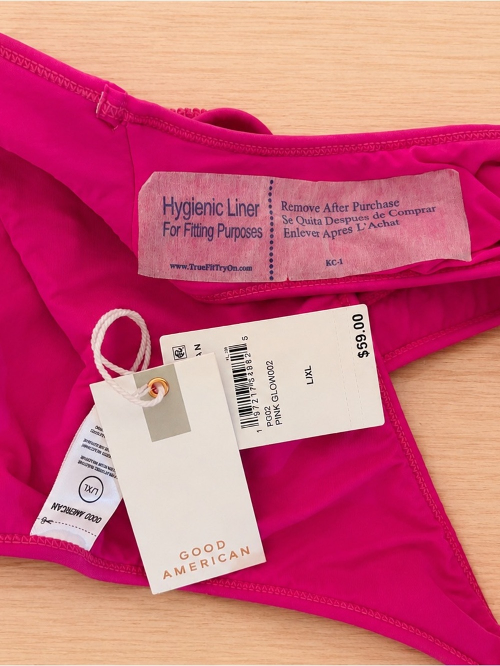 NWT Good American Always Fits Bikini Bottom Pink Glow Size L/XL - Picture 5 of 8